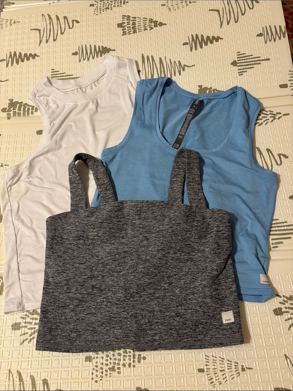 Vuori Blue, White and grey Tank Tops. Size medium